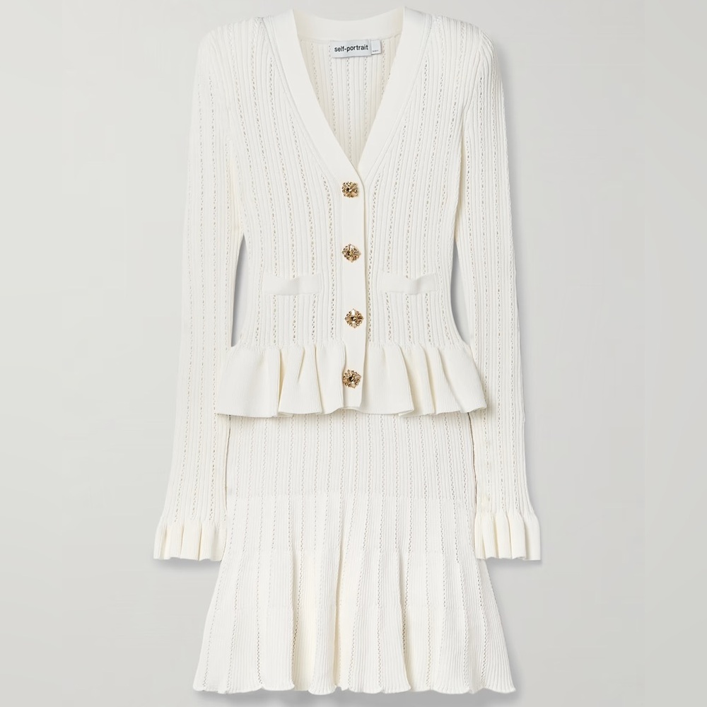 Self Portrait Pontelle Knit Peplum Mini Dress